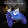 FastUU Game Console Gamepad, 6-in-1 Multi-Function Stretchable Mobile Phone Bracket Heat Dissipation Gamepad, Four-Finger Linkage Ergonomic Design Game Machine Accessories(Blue)
