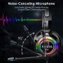 Nivava Gaming Headset for PS4, Xbox One, PC Headphones with Microphone LED Light Mic for Nintendo Switch Playstation Computer, K6(Black)