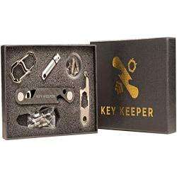 The Original Key Keeper Compact Key Organizer - Made of Carbon Fiber & Stainless Steel - LED Flashlight Screwdriver Wrench Bottle Opener Keychain Carabiner Smart Phone Holder Holds 20 Keys