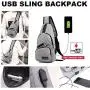 Peicees Travel Gym Bike Sling Bag Shoulder Backpack Daypack w/USB Charging Port Peicees Travel Gym Bike Sling Bag Shoulder Backpack Daypack w/USB Charging Port