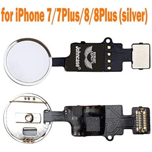 Johncase Home Button Main Key Flex Ribbon Cable Assembly Replacement Part Compatible for iPhone 7/7 Plus and 8/8 Plus All Carriers (Silver)