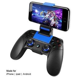 Mobile Wireless Game Controller, PowerLead Gamepad Compatibility for iOS Android iPhone iPad System with Retractable Bracket Support 6-inch Mobile Phone