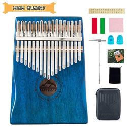 EastRock Kalimba 17 Keys Thumb Piano, Portable Finger Piano Gifts with EVA Waterproof Hard Protective Case, Professional Acoustic Finger Thumb Piano Music Gift for Kids Adult Beginners (Blue)