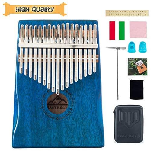 EastRock Kalimba 17 Keys Thumb Piano, Portable Finger Piano Gifts with EVA Waterproof Hard Protective Case, Professional Acoustic Finger Thumb Piano Music Gift for Kids Adult Beginners (Blue)