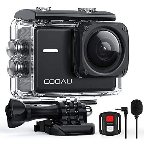 COOAU Native 4K 60fps 20MP Wi-Fi Action Sports Camera with 8XZoom Upgraded EIS Anti-Shake 40M Rugged Waterproof Underwater Case 170° Adjustable Wide Angle External Microphone 2x1350mAh Batteries