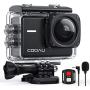 COOAU Native 4K 60fps 20MP Wi-Fi Action Sports Camera with 8XZoom Upgraded EIS Anti-Shake 40M Rugged Waterproof Underwater Case 170° Adjustable Wide Angle External Microphone 2x1350mAh Batteries