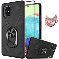 Oleaders for Galaxy A71 5G Case [Not for Verizon A71 5G UW] with Screen Protector, Rotatable Ring Holder Fit for Magnetic Car Mount Case for Galaxy A71 5G - Black