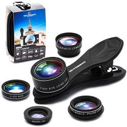 SHUTTERMOON Upgraded Phone Camera Lens Kit for iPhone Xs/R/X/8/7/6s/Smartphones/Pixel/Samsung/Android Phones Camera. 2xTele Lens Zoom Lens+Fisheye Lens+Super Wide Angle Lens & Macro Lens+CPL (5 in 1)