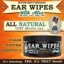 MISTER BENS Original XXL Treated Ear Cleaner Wipes w/Aloe for Dogs, Cats Small Pets – Most Effective Wipes Soothe & Clean Odors, itching, and irritations – Approx 100 Extra Large 3" Pads