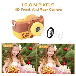 ROOCHL Kids Camera for Girls Gifts HD 2.0 Inches Screen Kids Video Camera Anti-Drop Children Selfie Toy Camera Mini Cartoon Child Camcorder for 3-14-Year-Old with Soft Silicone Case (Orange-Yellow)