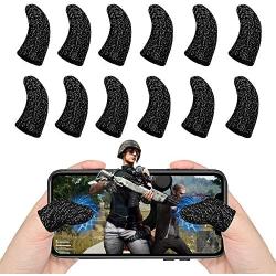 Yaliu 12Pcs Mobile Game Controller Finger Sleeve，Breathable Anti-Sweat Gaming Finger Cot for PUBG/Call of Duty Sensitive Touch Screen Finger Sleeve for Android iSO Phone