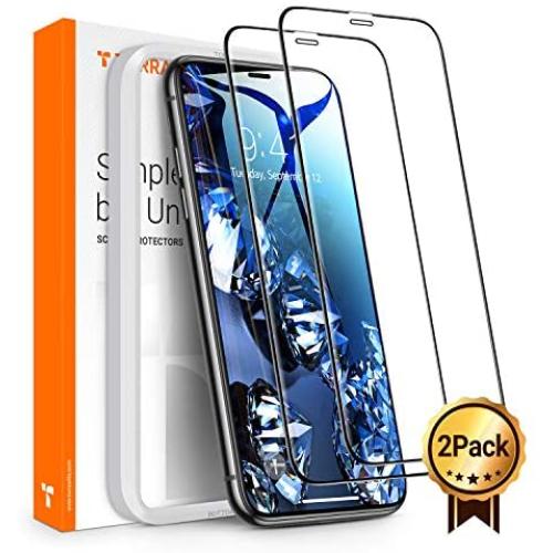 TORRAS Diamonds Hard iPhone 11 Screen Protector [2X Military Grade Shatterproof] [Eye Protection] iPhone XR Screen Protector, Clear Tempered Glass Screen Protector Film for Apple iPhone 6.1-2 Pack