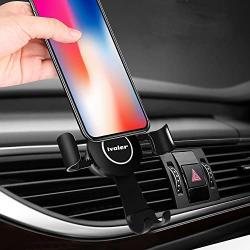 Gravity Car Phone Mount, iVoler Hands Free Auto Lock One Handed Air Vent Cradle Auto Release Cell Phone Holder One-Handed Design Compatible iPhone Xs MAX X 8 7 6 Plus Samsung S9 S8 S7 Note Black