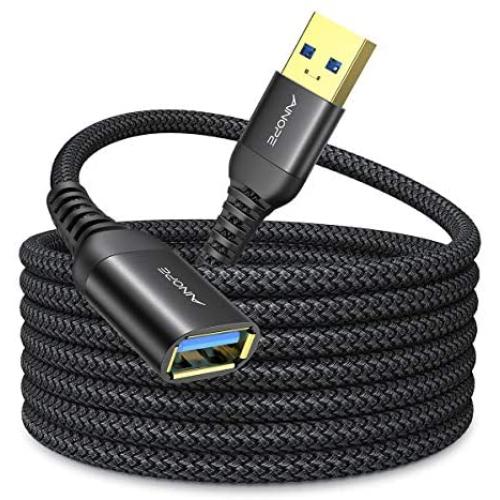 10FT USB 3.0 Extension Cable Type A Male to Female Extension Cord AINOPE Durable Braided Material High Data Transfer Compatible with USB Keyboard,Mouse,Flash Drive, Hard Drive,Printer-Black