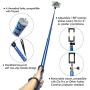 BMZX Bluetooth Long Selfie Stick- Super Length Lightweight Extendable Pole from 20 to 118 Built-in Wireless Remote Shutter Grip Holder Mount Compatible iPhone Samsung Android Cell Phone(Blue)