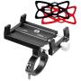 LINKEASE Universal Bike Phone Mount, Metal Bike Phone Holder, Aluminum Alloy Bicycle & Motorcycle Handlebar Cradle with 2 Adjustable Anti Shake Silicone Strap Fit for iPhone X/XR, Galaxy S9/S10, Black