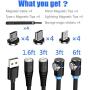 Magnetic Charging Cable,(4Pack 1ft/3ft/3ft/6ft) LSGAE 2nd Generation 3 in 1 Cable QC 3.0 Fast Charging & Data Transmission, Compatible with Mirco USB, Type C Smartphone and iProduct Device (Black)