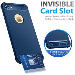 SUPBEC iPhone 7/8 Case with Card Holder and [ Screen Protector Tempered Glass x2Pack] Protective Ultra-Thin-Slim Cover with Silicone TPU Shockproof Rubber Wallet Case for iPhone7 / iPhone8-Blue