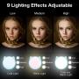 Selfie Light Rechargeable for iPhone, Ring Light with 9-Level Adjustable Brightness for Laptop, Clip on Mini Cell Phone LED Light, Portable Battery Operated Light, USB Powered Photo Light for Video