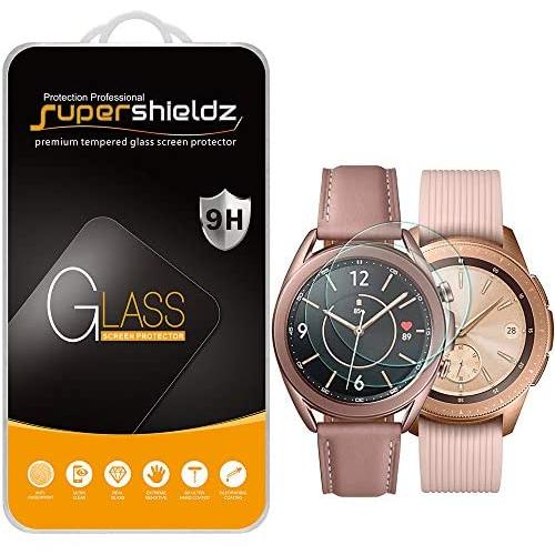 (2 Pack) Supershieldz for Samsung Galaxy Watch 3 (41mm) and Galaxy Watch (42mm) Tempered Glass Screen Protector, Anti Scratch, Bubble Free