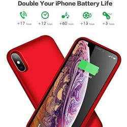 Trswyop Battery Case for iPhone Xs Max, 7800mAh Portable Charging Case for iPhone Xs Max Rechargeable External Battery Pack Extended Battery Protective Charger Case(6.5 inch)-Red