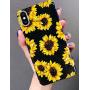 J.west iPhone Xs Max Case Vintage Flower Floral, Cute Yellow Sunflowers Black Soft Cover for Girls/Women Sturdy Flexible Slim fit Fashion Design Pattern Drop Protective Case for iPhone Xs Max