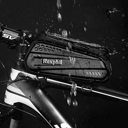 Rexphil Bike Phone Mount Front Frame Handlebar Bags, TPU Waterproof Top Tube Storage Zipper Cycling Bag with Touch Screen Fits iPhone X XS Max XR Include 15 in One Multifunctional Bicycle Repair Tool