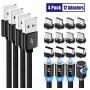 Magnetic Charging Cable, A.S 3 in 1 Magnetic Phone Charger Cable, Compatible with Mirco USB, Type C Smartphone and iProduct Device (4 Pack,1ft/3ft/6ft/6ft)
