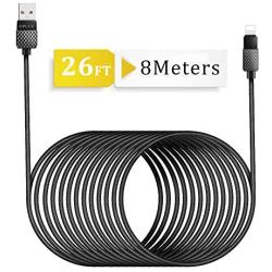 Opluz 26FT/8M Phone Charger, Fast Charging Cable Extra Spuer Long Nylon Braided Cord USB Charger& Syncing Cable Compatible with Phone Xs Max/XR/XS/X/8/8 Plus/7/7 Plus/6s/6s Plus/6/6 Plus