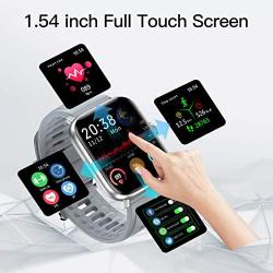 RUNDOING 1.54 inch Full Touch Screen Smart Watch for Android iOS Phones IP68 Waterproof,Fitness Tracker with Sleep/Heart Rate Monitor,Step/Calorie Counter,Smartwatch for Women Men Girls