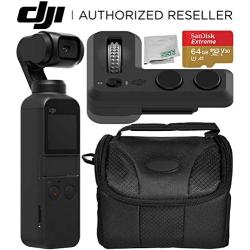 DJI Osmo Pocket Handheld 3 Axis Gimbal Stabilizer with Integrated Camera + DJI Part 6 Controller Wheel Starters Bundle