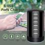 6 Ports Desktop Charging Station,USB Hub Fsat Wall Charger,Compatible with Cell Phones, Smart Phones, Tablets, and Other Electronics (All Black)