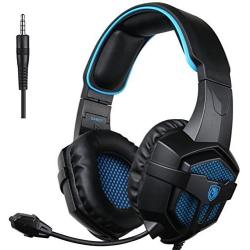 SADES 807 Multi-Platform Gaming Headset for Playstation 4 PS4 PC Computer Games, Noise Isolation Bass Surround Stereo Soft Earmuffs Over-Ear Headphones with Mic