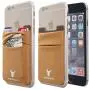 Monca [Double Secure] Cell Phone Credit Card Holder Stick on Wallet Cash Metro Card ID Holder Lycra Spandex Card Sleeves [Lid & Pocket] (Brown)
