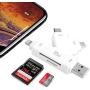 Memory SD Card Reader 4 in 1 Game Camera Card Viewer-Trail Hunter View Hunting Photos and Videos or for Trail Camera Viewer on Smartphone for iPad Mac&Android,SD & Micro SD(White)