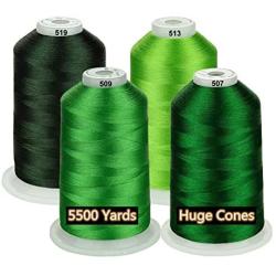 Simthread 42 Options Various Assorted Color Packs of Polyester Embroidery Machine Thread Huge Spool 5000M for All Embroidery Machines (Green Series)