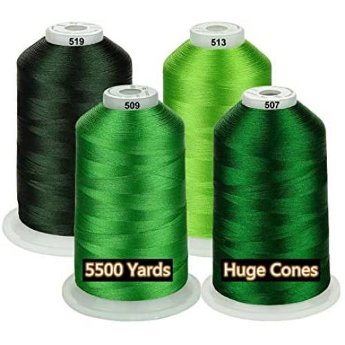 Simthread 42 Options Various Assorted Color Packs of Polyester Embroidery Machine Thread Huge Spool 5000M for All Embroidery Machines (Green Series)