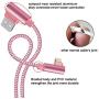 90 Degree iPhone Charger 10 FT Lightning Cable 3 Pack Right Angled Brided iPhone Charging & Syncing Cord for iPad/iPhone XS/Max/XR/X/8/7/6/iPod(Rose Gold,10ft)