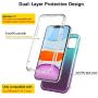 SKYLMW iPhone 11 Case 2019 6.1 inch,[Built in Screen Protector] Full Body Shockproof Dual Layer High Impact Protective Hard Plastic & TPU Phone Tough Cover Cases for Women Men,Blue-Violet Gradient