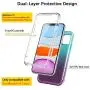 SKYLMW iPhone 11 Case 2019 6.1 inch,[Built in Screen Protector] Full Body Shockproof Dual Layer High Impact Protective Hard Plastic & TPU Phone Tough Cover Cases for Women Men,Blue-Violet Gradient