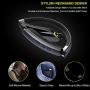 Bluetooth Headphones, BEARTWO Upgraded Foldable Wireless Neckband Headset with Retractable Earbuds, Noise Cancelling Stereo Earphones with Mic for Workout, Running, Driving (with Carry Case) (Grey)