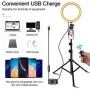 8” Selfie Ring Light with Tripod Stand & Cell Phone Holder, Dimmable LED Ringlight for Live Stream/Makeup, Shooting with 3 Light Modes & 11 Brightness Level, Compatible with iPhone and Android