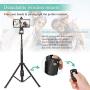 Phone Selfie Stick Tripod,E-thinker Extendable 51 inch Lightweight Cell Phone Tripods with Bluetooth Wireless Remote Shutter,5 in 1Tripods Selfie Sticks for Apple & Android Devices