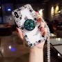 Case for iPhone 8 Plus Cute,Aulzaju iPhone 7 Plus 5.5 Inch Clear Crystal Rhinestone Case with Ring Stand iPhone 8 Plus Luxury Bling Diamond Fashion TPU Cover with Lanyard for Girl Women-Green
