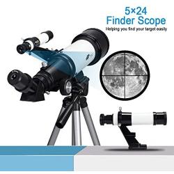 Telescope for Kids and Beginners F400 70AZ - 70mm Apeture Travel Scope 400mm AZ Mount - Good Partner to View Moon and Planet - with Backpack and Smartphone Mount