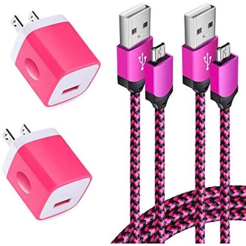 Android Charger Micro USB Cable,4 Kit Single Port Wall Charger Block with 6ft Fast Charging Nylon Cord Compatible Samsung Galaxy A10s S7 Edge S6 J8 J7 Note 5,LG K50S K20 K30,Moto G5 Plus E4 G6 Play