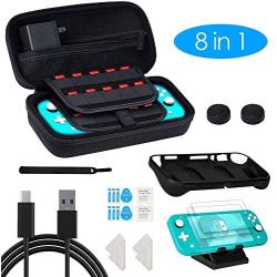 Delamu Accessories Kit Compatible with Nintendo Switch Lite, Large Carrying Case+ Protective Case + Tempered Glass and More for Nintendo Switch Lite Accessories Kit (Renewed)