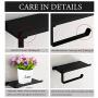 Wall Mounted Matte Black Toilet Paper Roll Holder with Shelf, Toilet Paper Dispenser, Tissue Dispenser with Phone Shelf Perfect for Baby Wipe| Bathroom Accessory, Matte Black Bathroom Hardware