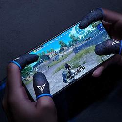 Mobile Game Non-Slip Finger Sleeves for PUBG Phone Games Touch Screen Finger Caps Gloves Sweat-Proof Thumb Cover Mobile Phone Accessories(1 Pair) (Blue-Black)