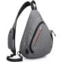 KAKA Sling Bag, Crossbody Backpack Canvas Waterproof Daypack Casual Shoulder Bag Traveling Hiking Camping for Men and Women （LARGER GRAY)